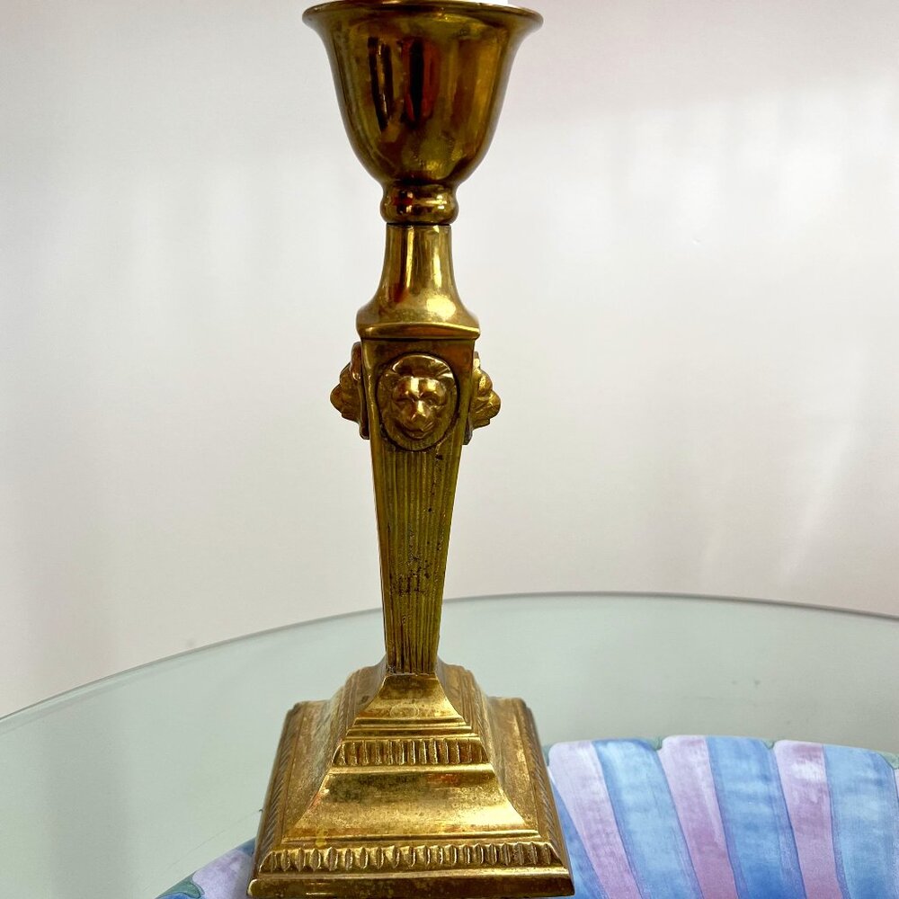 SALE! Unique Lion Head Brass Candlestick - Picture 6 of 10